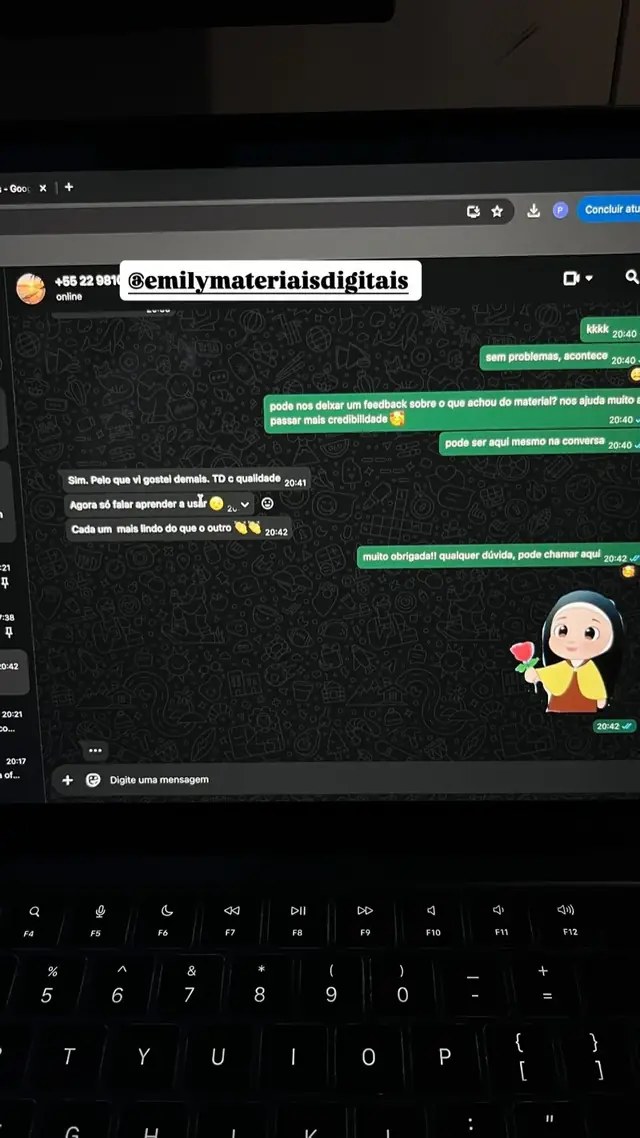 Print de conversa no WhatsApp de cliente que comprou o pack