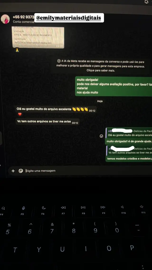 Print de conversa no WhatsApp de cliente que comprou o pack