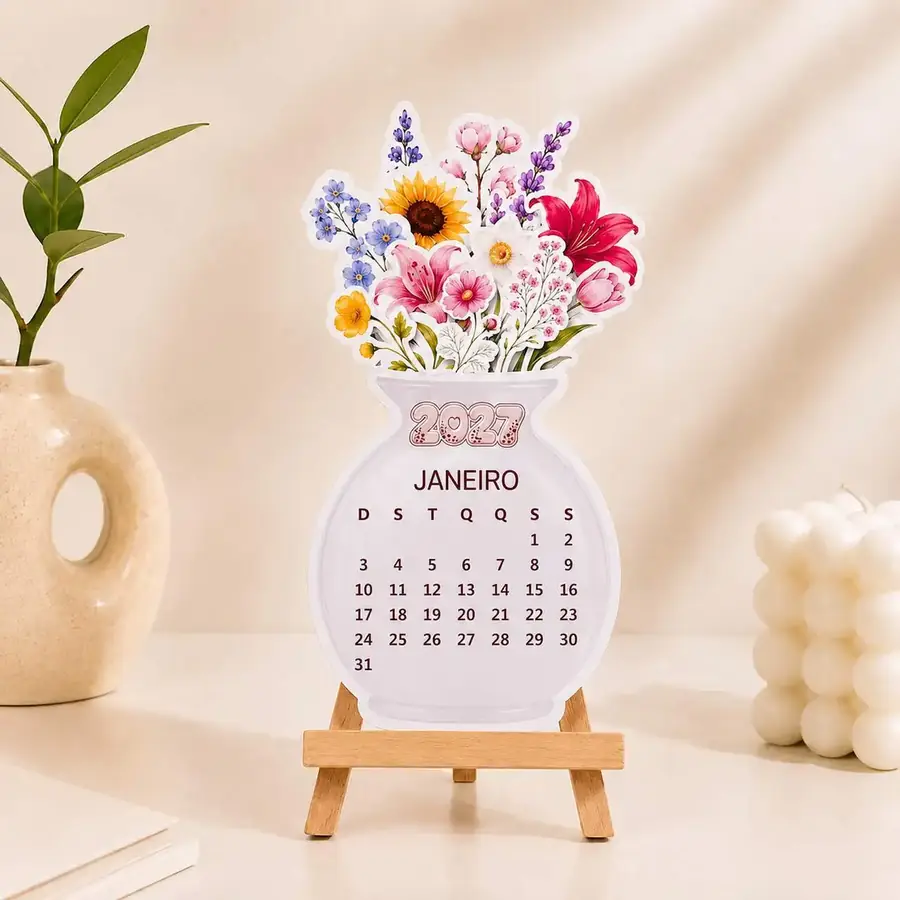 Calendário de mesa 2027 modelo Flores do campo