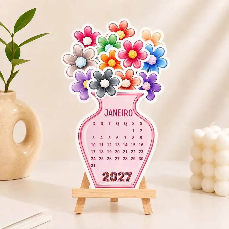 Calendário de mesa 2027 modelo Coloridas