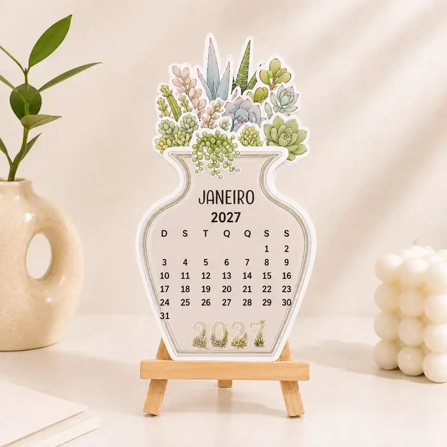 Calendário de mesa 2027 modelo Suculentas